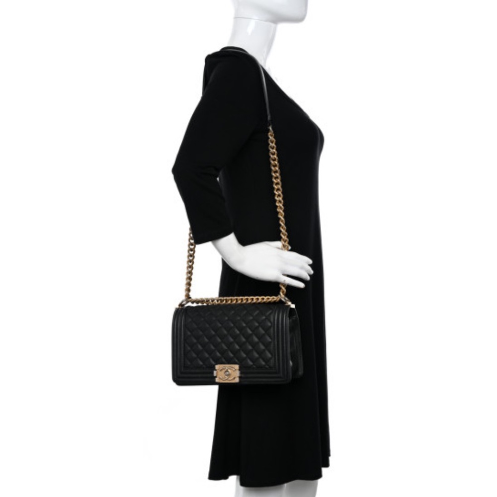 SOLD Chanel Caviar Boy Bag w/ Gold Hardware Flap Handbag - Picture 3 of 16